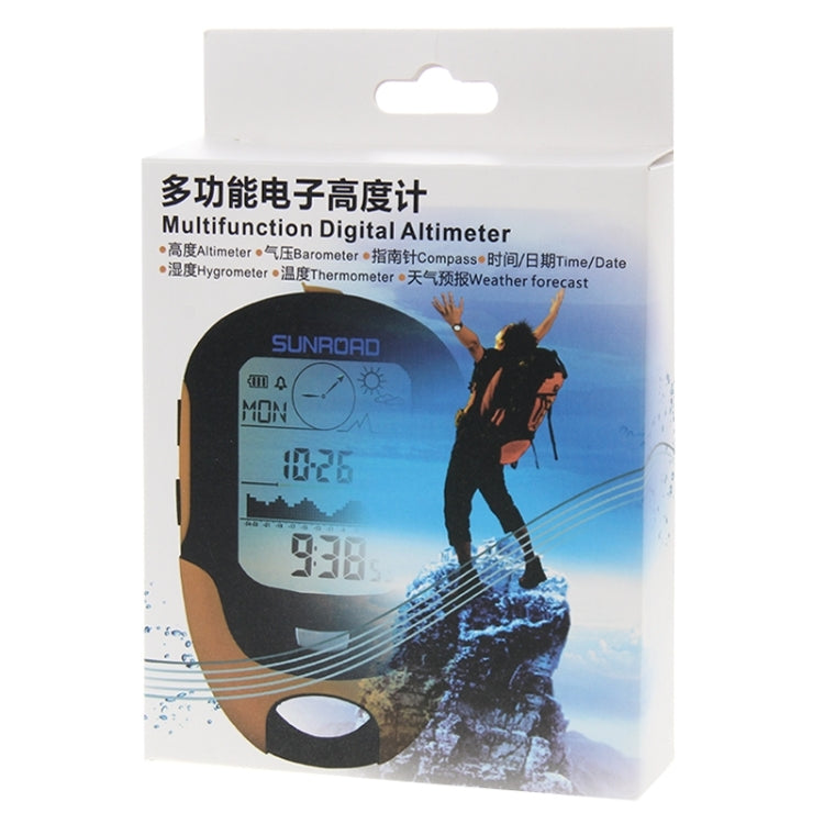 Hjemix | SUNROAD Multi-Funksjon LCD Digital Høyde med Kompass & Barometer & Termometer & Hygrometer & Værmelding & LED Lommelykt og Klokke