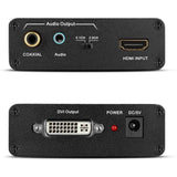 Hjemix | HDV-339 Full HD HDMI til DVI + Digital Coax / Analog Stereo Lydconverter Adapter (Svart)