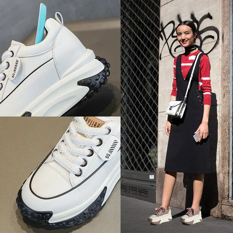 Hjemix | 7 cm Plattform Wedge Sneakers laget av Lær