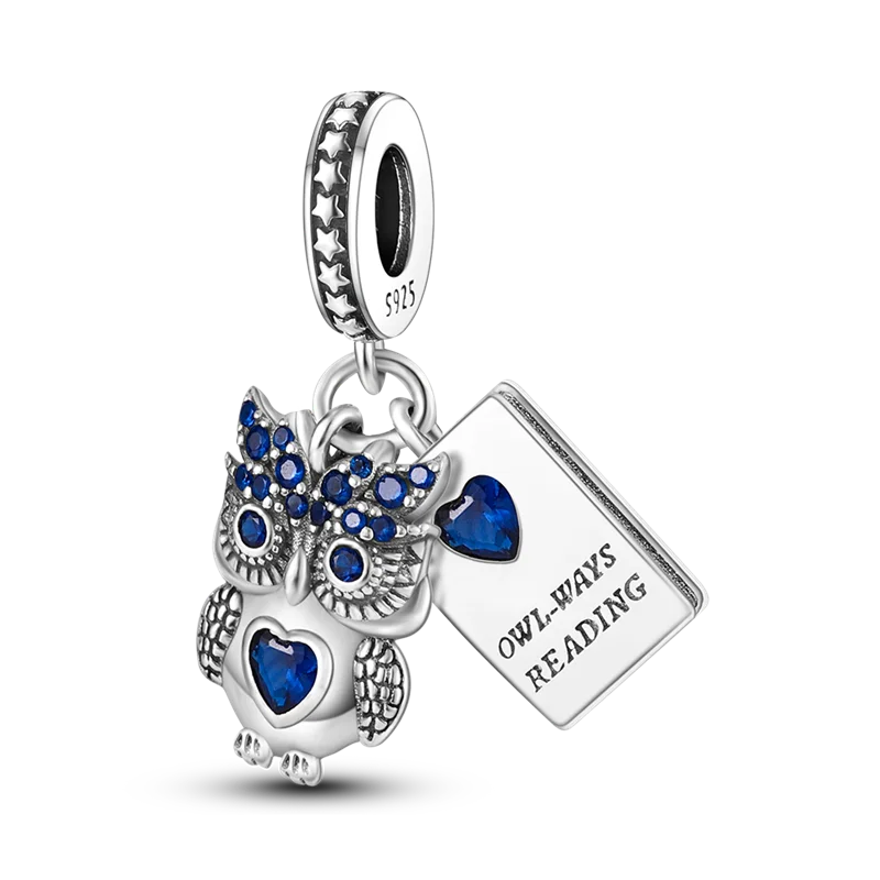 Hjemix | 925 Sølv Gylden Leopard Charms Perler Fargerik Kameleon Nesehorn Løve Skarabé Katt Anheng Kompatibel med Original Pandora Armbånd Smykker