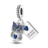 Hjemix | 925 Sølv Gylden Leopard Charms Perler Fargerik Kameleon Nesehorn Løve Skarabé Katt Anheng Kompatibel med Original Pandora Armbånd Smykker