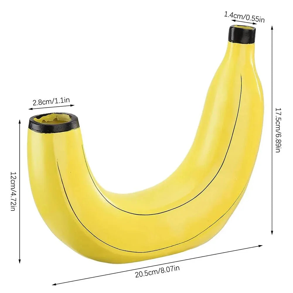 Hjemix | Banan vase, blomster vase laget av harpiks, søt bananform, dekorativ bordvase for blomsterarrangementer, stue, soverom, hjemmedekorasjon