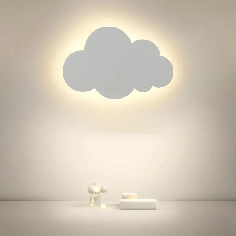 Hjemix | LED Cloud Vegglampe – 3-Farget Demping Moderne Veggbelysning for Soverom, Stue og Barnerom Innredning