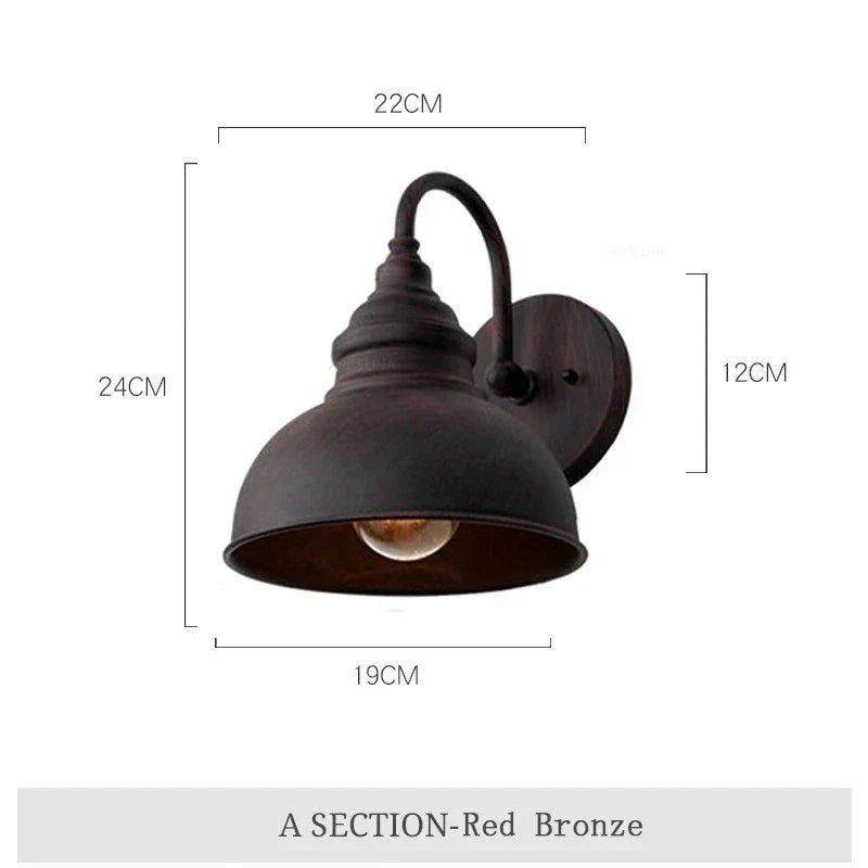 Hjemix | Vanntett Retro Utendørs Hage Veranda Vegglampe: Vintage Jern Vegglampe for Korridor, Trapp, Gårdsplass, Balkong, Villa