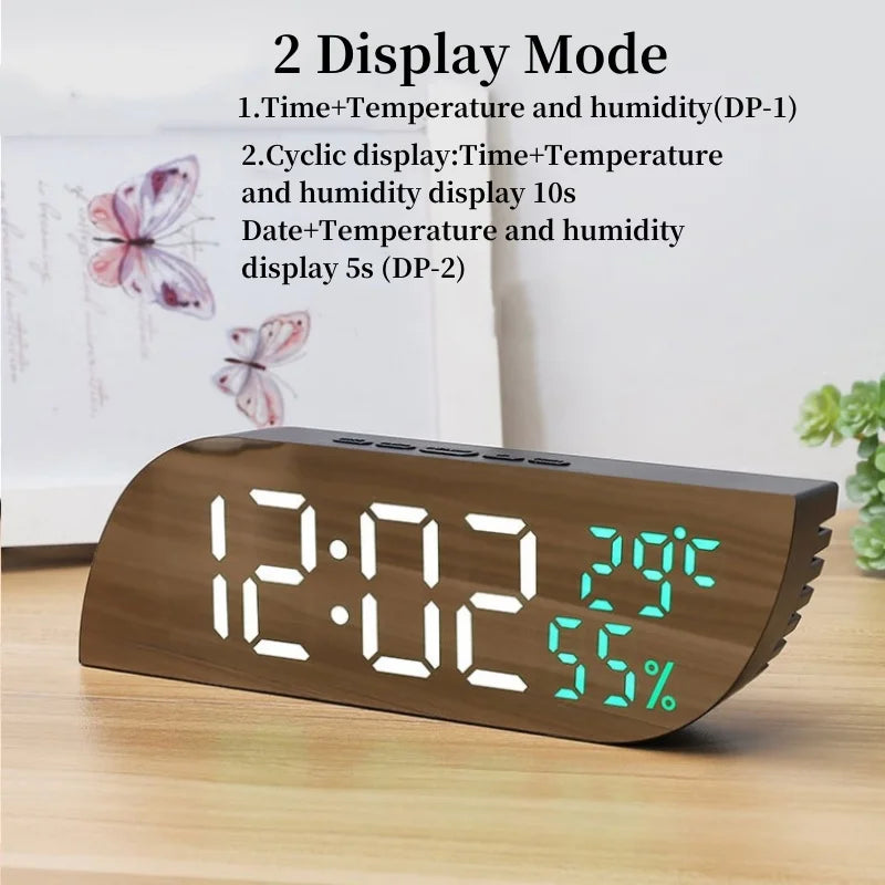 Hjemix | LED Digital Vekkerklokke med Dobbelt Skjerm & Ubegrenset Snooze
