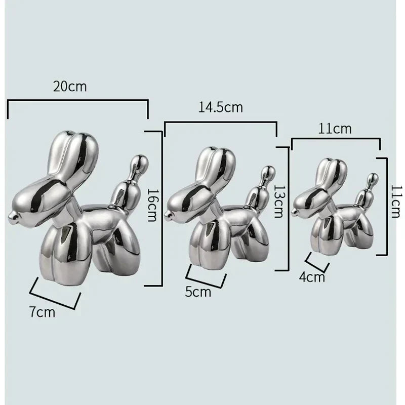 Hjemix | Nordisk Keramisk Ballonghund Skulptur Gull Dyre Dekorasjoner Statue Stue Ornament Kreativ Skrivebord Ornament Hjem Dekor
