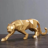 Hjemix | Panther Statue, Dyrefigur, Abstrakt Geometrisk Stil, Harpiks, Leopard Skulptur, Hjemmekontor, Skrivebord Dekorasjon, Håndverk