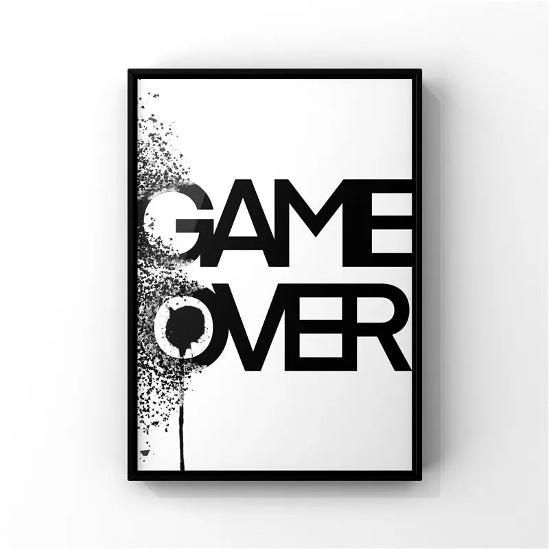 Hjemix | Svart-Hvitt Gamer-Plakat Minimalistisk Veggkunst Fine Kunstlerlerrettrykk Trendy Bilder For Barnerom Gamerom Veggkunst Dekor