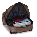 Hjemix | Trendy Rute Business Allsidig Herre Ryggsekk Reise Stor Kapasitet Luksus Merke Design Ryggsekk Menn PU Lær Skole Ryggsekk