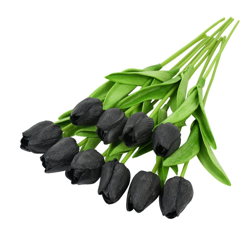 Hjemix | Kunstig Blomsterbukett med Tulipaner, Dekorasjon (10 Stykker)