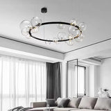 Hjemix | Moderne kreativ metall krystallampe: 7/10 klare glassbobler, lang rund design med G9 lyskilde