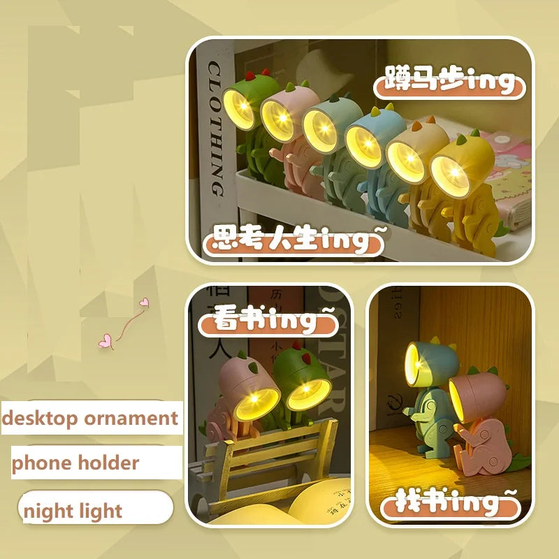 Hjemix | Søt LED Nattlampe - Mini Hund, Hjort, Dinosaur Falt Bordlampe for Barnerommet