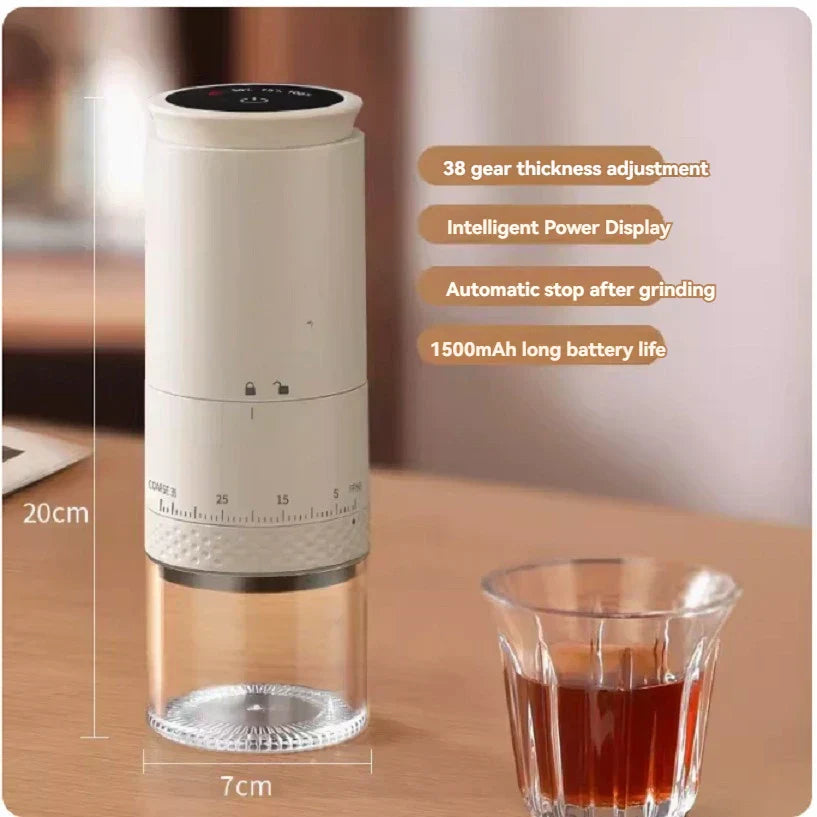 Hjemix | 1500mAh Elektrisk Kaffekvern Ekstern Justerbar Type-C Lading Kaffekvern Bønnekverningsmaskin Kaffemaskin