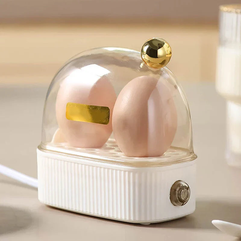 Hjemix | 120W 220V Elektrisk Eggkoker & Egg Poacher - Automatisk Mini Frokostmaskin for 2 Egg, Bærbar Damper