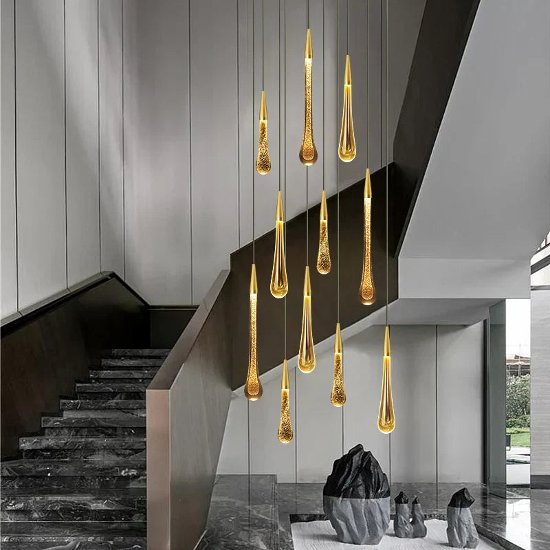 Hjemix | Krystall LED Pendellamper: Perfekt for soverom, spisestuer, bar - Vanndråpe Krone, trappen lampe for innredning