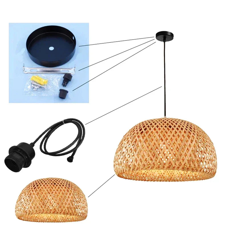 Hjemix | Luxora Håndvevd Bamboo Pendellampe - Miljøvennlig Taklampe