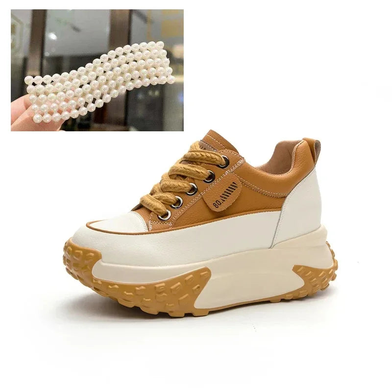Hjemix | 7 cm Plattform Wedge Sneakers laget av Lær