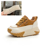 Hjemix | 7 cm Plattform Wedge Sneakers laget av Lær