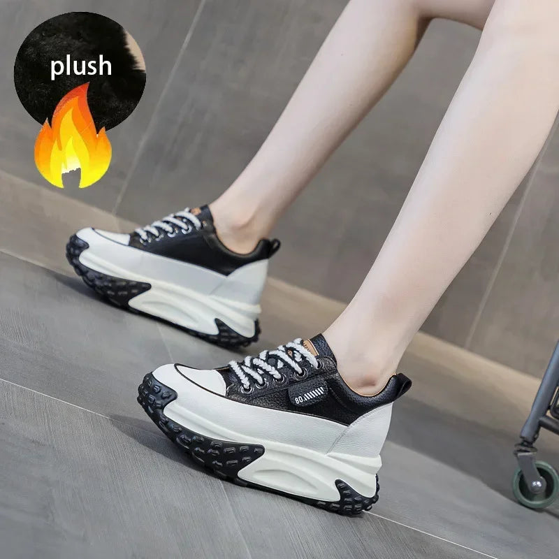 Hjemix | 7 cm Plattform Wedge Sneakers laget av Lær