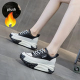 Hjemix | 7 cm Plattform Wedge Sneakers laget av Lær