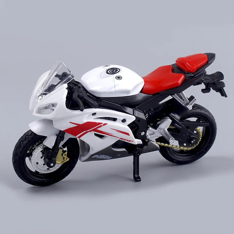 Hjemix | 1:18 Skala Yamaha R6 Legering Rulle Sportbike Figurer Diecasts Barn Leke Motorsykkel Racing Modell Replika Samlergave for Gutter