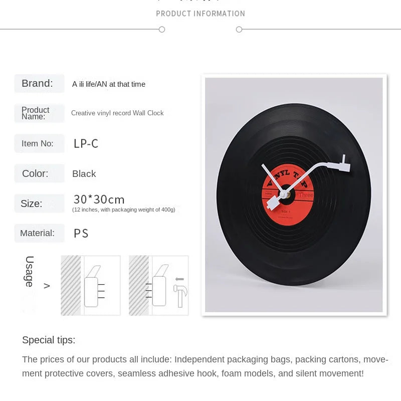 Hjemix | Musikalisk Vinyl Plakatveggklokke