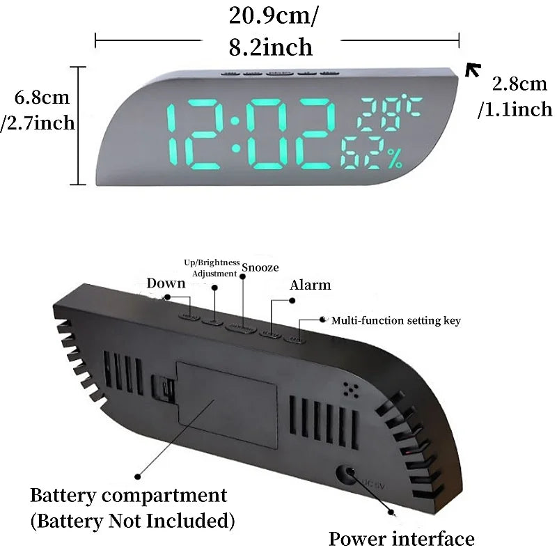Hjemix | LED Digital Vekkerklokke med Dobbelt Skjerm & Ubegrenset Snooze