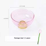 Hjemix | Fargerik borosilikat dessertbolle med skje