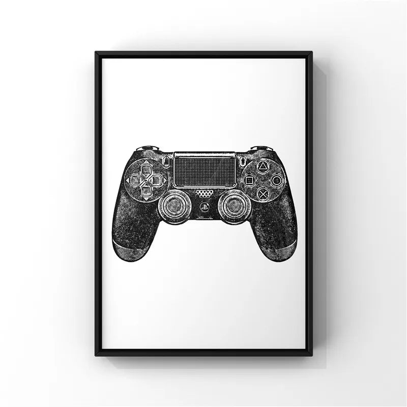 Hjemix | Svart-Hvitt Gamer-Plakat Minimalistisk Veggkunst Fine Kunstlerlerrettrykk Trendy Bilder For Barnerom Gamerom Veggkunst Dekor