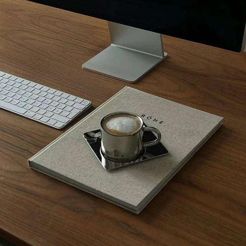 Hjemix | Rustfritt Stål Kaffe Kopp og Fat