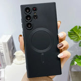 Hjemix | Luksus myk silikon Magsafe-deksel trådløs lade-deksel for Samsung Galaxy S24 S23 S22 S21 Ultra Plus full beskyttelse støtfangerdeksel