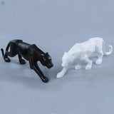 Hjemix | Panther Statue, Dyrefigur, Abstrakt Geometrisk Stil, Harpiks, Leopard Skulptur, Hjemmekontor, Skrivebord Dekorasjon, Håndverk