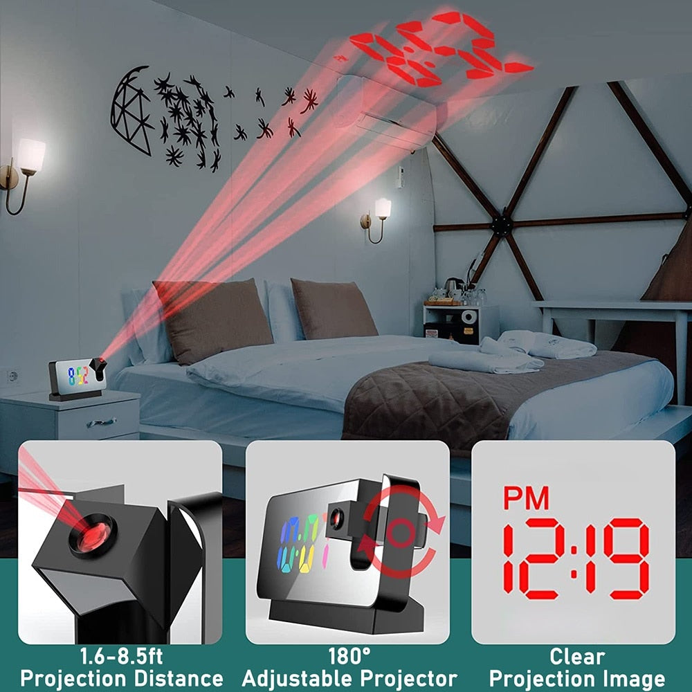 Hjemix | LED Digital Prosjektor Vekkerklokke