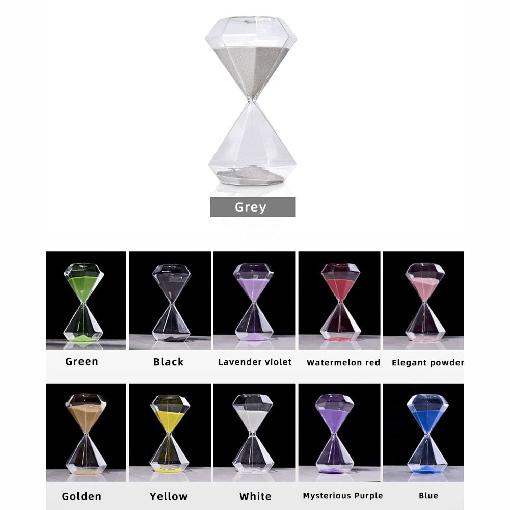 Hjemix | 5–60 Minutters diamant sandglass, sandglass, sandglass, barnegave, sandglass, hjemmeinnredning, tilgjengelig i flere fargealternativer