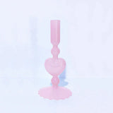 Hjemix | Retro Taper Lysestake Rød Hjerteformet Glass Lysestake Bryllup Borddekorasjon Hjem Fest Glass Vase Dekor