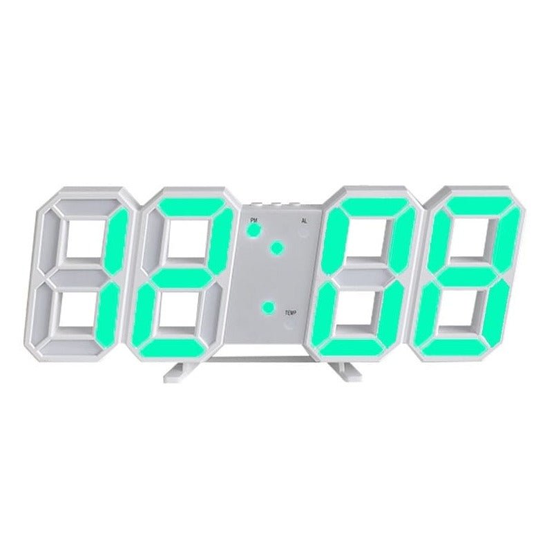 Hjemix 3D LED Veggklokke | Moderne Digital Klokke | Dimmbar LED Lys | Stilfull Veggdekor