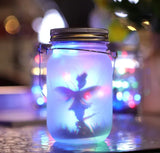 Hjemix | Glass Fairy Lamp - Solar Mason Jar Lantern, IP65 Vanntett Utendørs Hengelykt