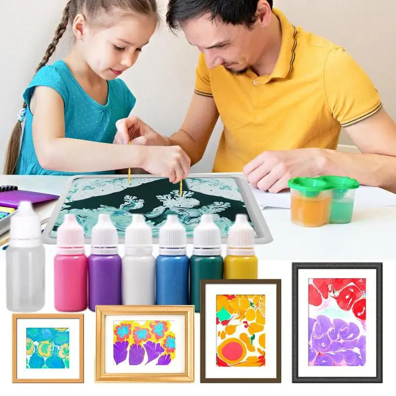 Kids Creative Marbling Paint Set - Morsom DIY Kunst Sett for Gutter og Jenter i Alderen 6-10, Unik Feriegave til Aspiranter Unge Kunstnere