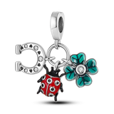 Hjemix | 925 Sølv Gylden Leopard Charms Perler Fargerik Kameleon Nesehorn Løve Skarabé Katt Anheng Kompatibel med Original Pandora Armbånd Smykker