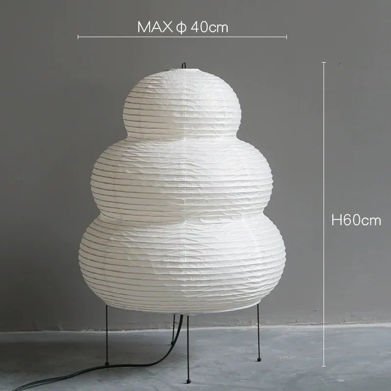 Hjemix | Japansk Wabi-Sabi tripod gulvlampe soverom nattbord stue spisestue studie loft dekor skrivebord lampe hvit rispapir bordlampe