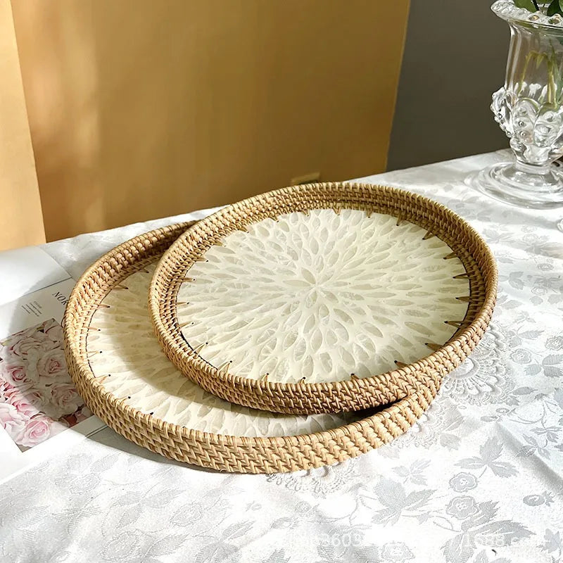 Hjemix | Lotus Leaf Rattan & Shell Fruktbolle Brett