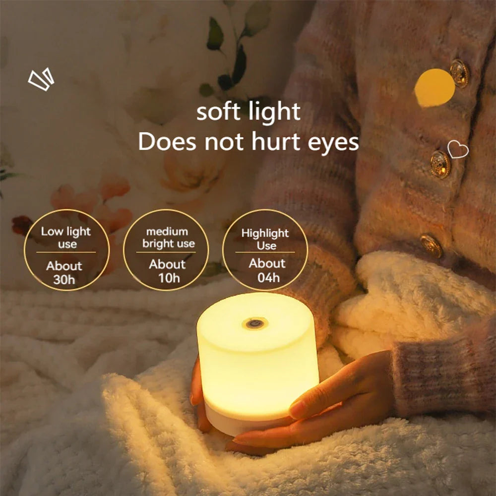 Hjemix | Kreativ USB Nattbordlampe - Touch-Dimming LED Nattlys for Soverom & Studenthybel