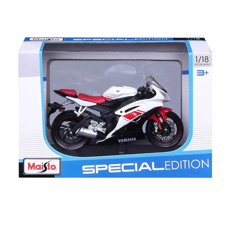 Hjemix | 1:18 Skala Yamaha R6 Legering Rulle Sportbike Figurer Diecasts Barn Leke Motorsykkel Racing Modell Replika Samlergave for Gutter