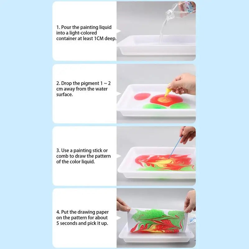 Kids Creative Marbling Paint Set - Morsom DIY Kunst Sett for Gutter og Jenter i Alderen 6-10, Unik Feriegave til Aspiranter Unge Kunstnere