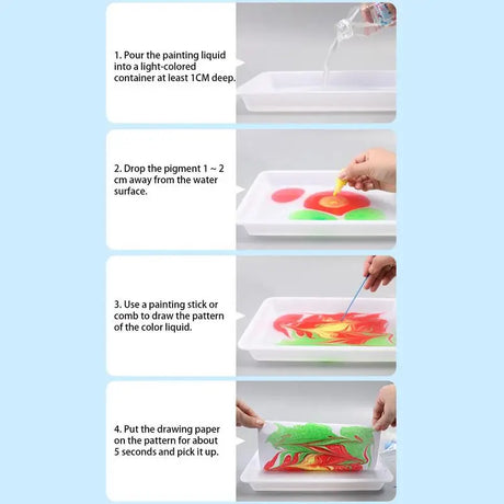 Kids Creative Marbling Paint Set - Morsom DIY Kunst Sett for Gutter og Jenter i Alderen 6-10, Unik Feriegave til Aspiranter Unge Kunstnere