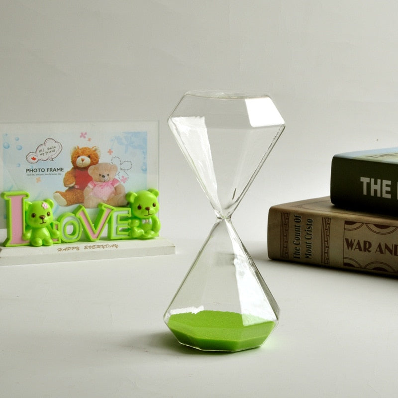 Hjemix | 5–60 Minutters diamant sandglass, sandglass, sandglass, barnegave, sandglass, hjemmeinnredning, tilgjengelig i flere fargealternativer