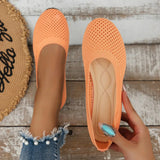 Hjemix | Kvinner Rundtå Flat Sko Solid Farge Strikket Tøfler Casual Pustende Ballett Flats Kvinner Flat Sko Loafers Kvinner