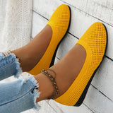 Hjemix | Kvinner Rundtå Flat Sko Solid Farge Strikket Tøfler Casual Pustende Ballett Flats Kvinner Flat Sko Loafers Kvinner