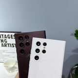 Hjemix | Luksus myk silikon Magsafe-deksel trådløs lade-deksel for Samsung Galaxy S24 S23 S22 S21 Ultra Plus full beskyttelse støtfangerdeksel