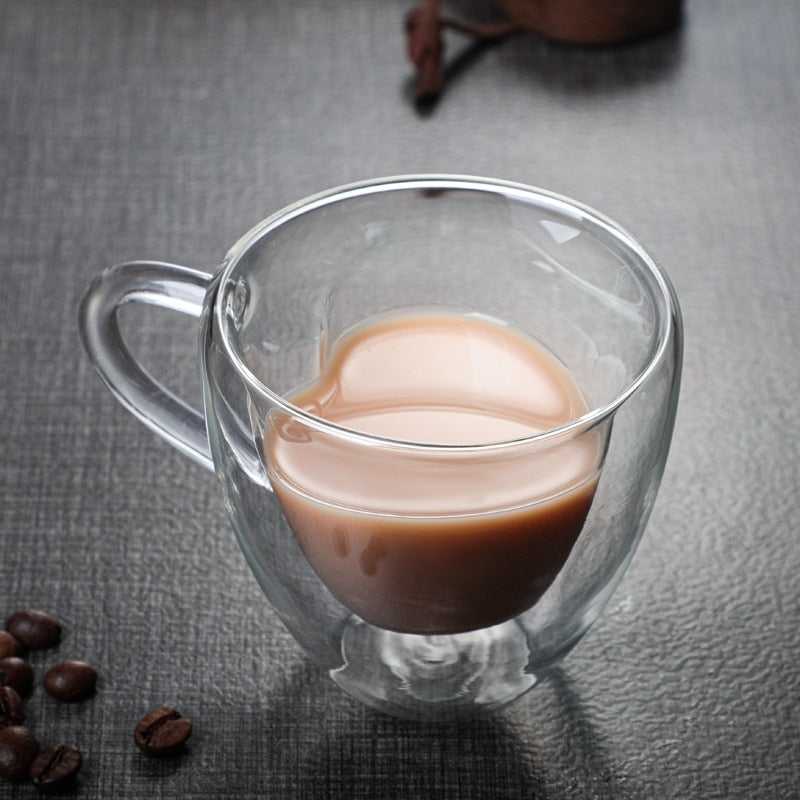 Hjemix | Hjerte Kjærlighet Form Glass Krus Dobbeltveggede Kaffe Kopper Isolerte Te Melk Sitron Juice Vann Kop Varmeresistent Drikkeutstyr Elske Gave